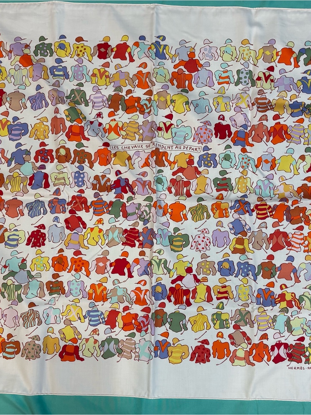 Hermès "Les Chevaux Se Rendent Au Départ" cotton scarf